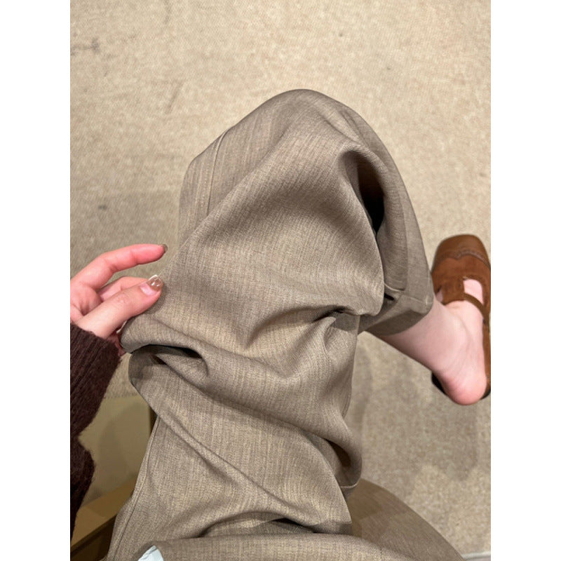 Dark Khaki Linen Tailored Trousers