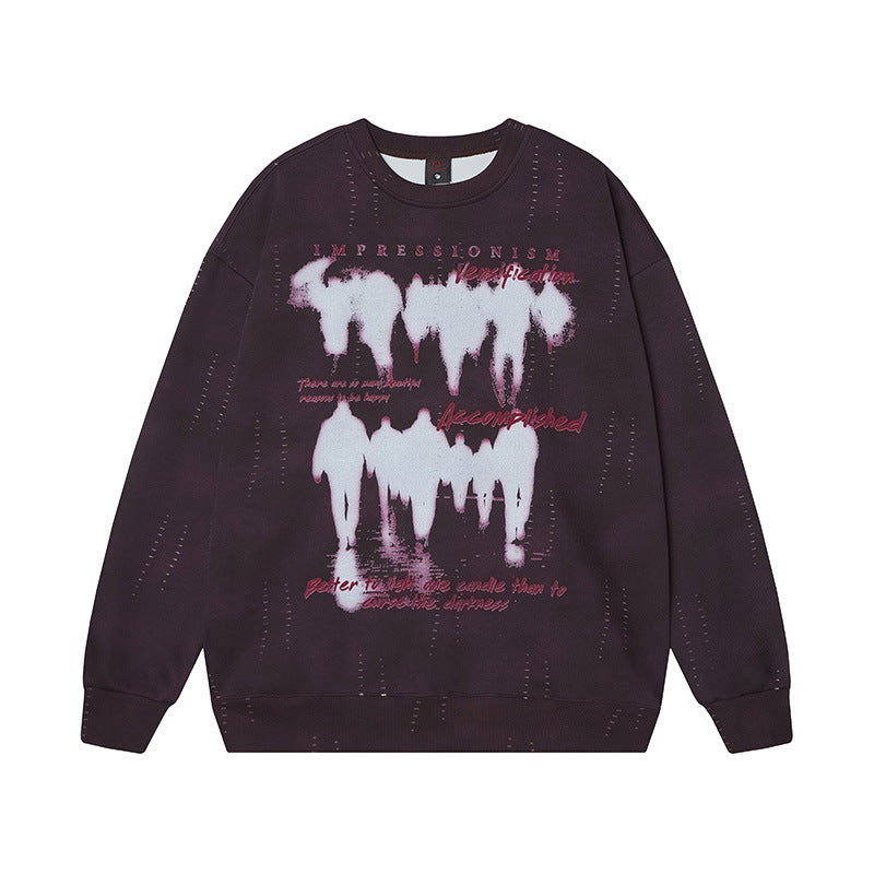 Print Streetwear Hoodie Couple Style Loose Fit Long Sleeve Top