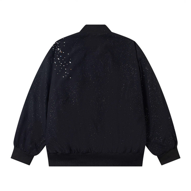 Women’s Black Beaded Oversized Zip Jacket