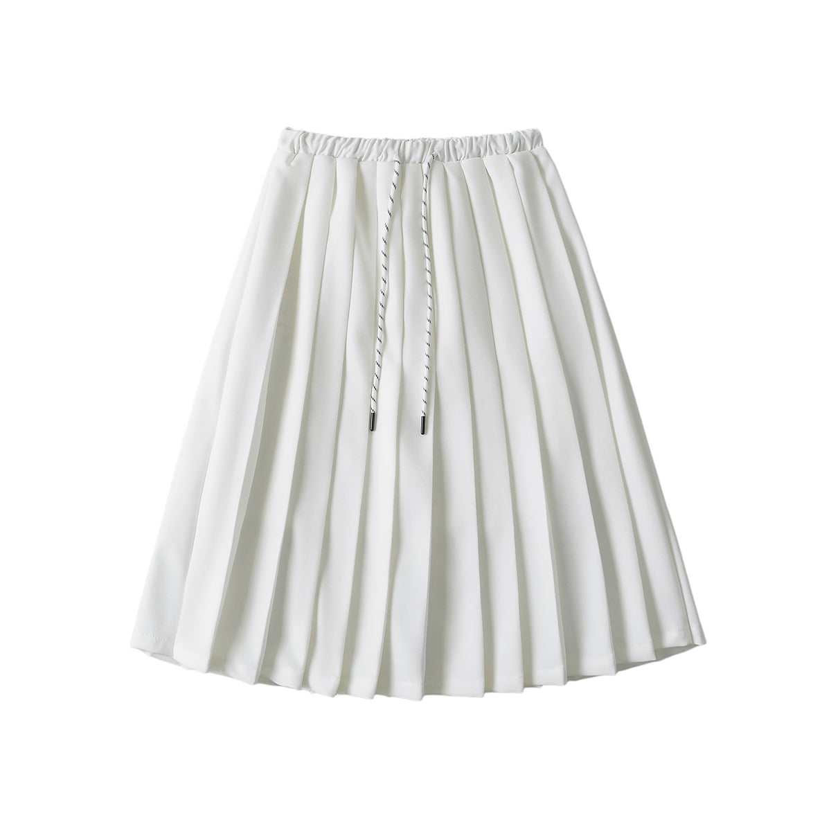 Streetwear High-Waisted Elastic Drawstring Mid-Length Pleated Skirt for Women