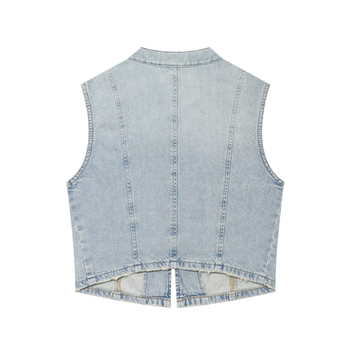 Knot Button-Up Denim Vest