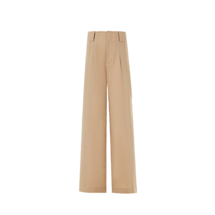 Thick Twill Texture Asymmetrical Bias-Cut Top & Trousers Outfit Set