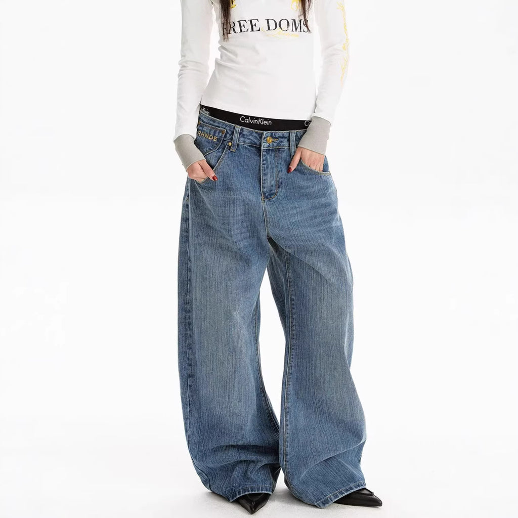 Streetwear Style Loose Fit  Aesthetic Minimalist Denim Pants