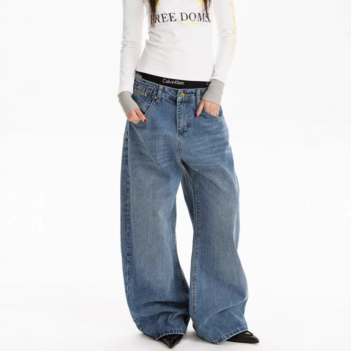Streetwear Style Loose Fit  Aesthetic Minimalist Denim Pants