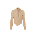 Thick Twill Texture Asymmetrical Bias-Cut Top & Trousers Outfit Set
