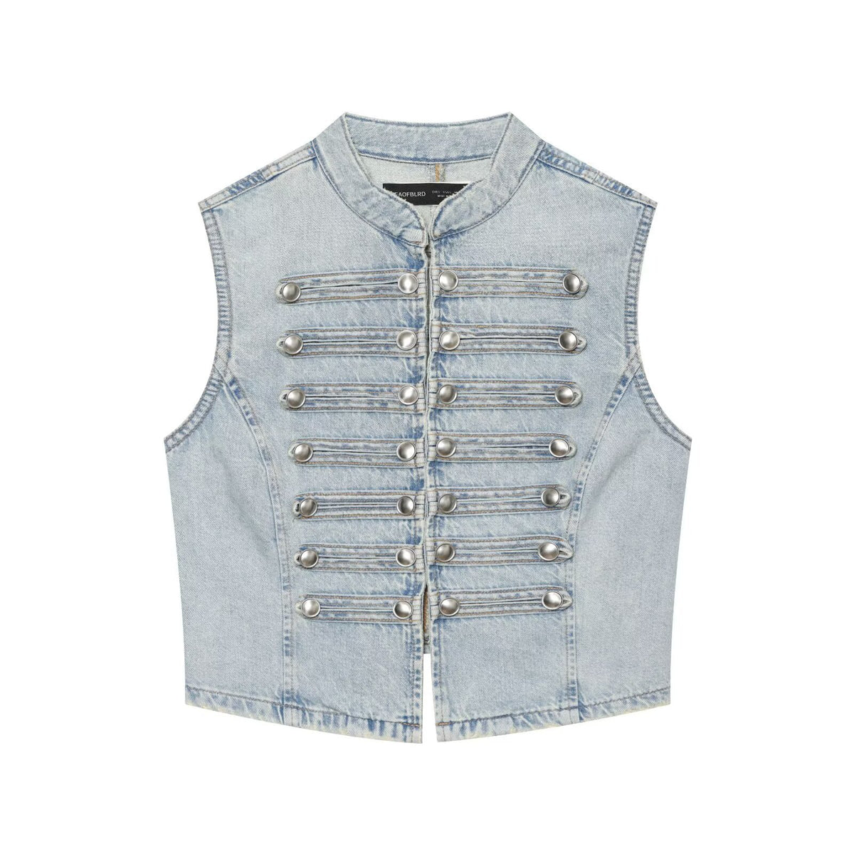 Knot Button-Up Denim Vest