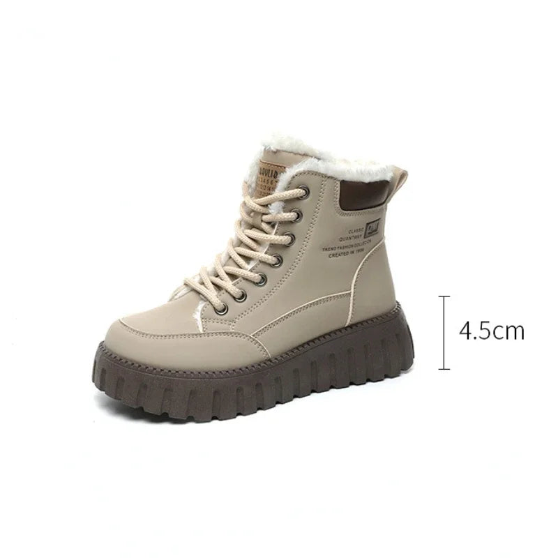 Winter Lace-Up Boots With Velvet Warm Lining