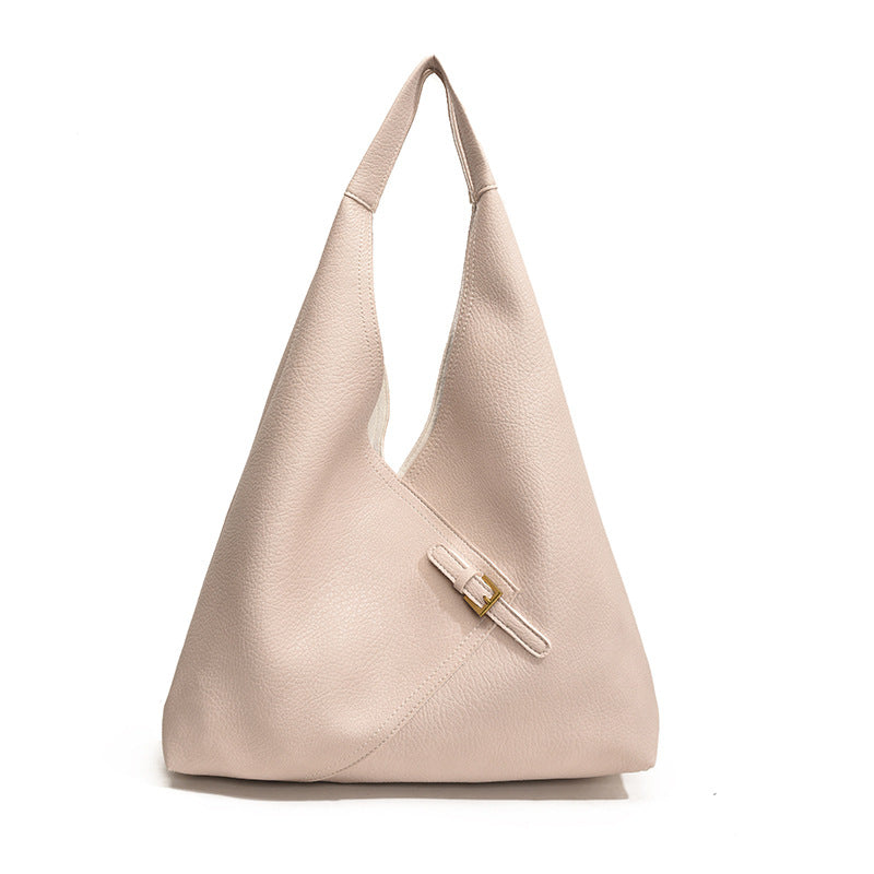 Large PU Topstitched Shoulder Bag