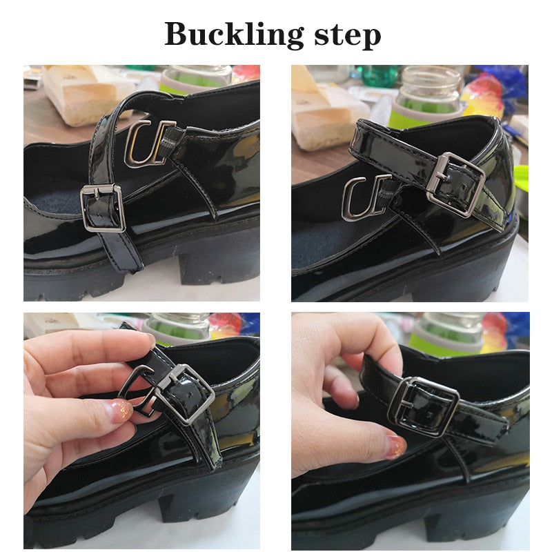 Black Patent Platform Mary Jane Heels