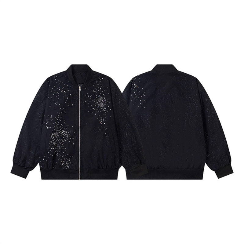 Women’s Black Beaded Oversized Zip Jacket