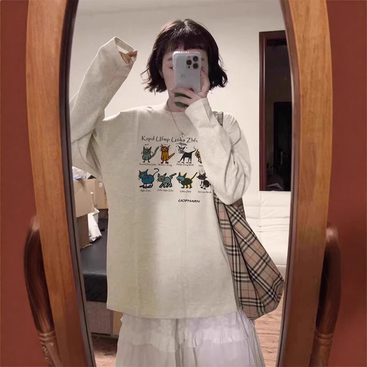 Chic Cotton Long Sleeve T-Shirt for Women,Casual Streetwear Style