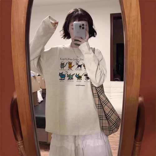 Chic Cotton Long Sleeve T-Shirt for Women,Casual Streetwear Style