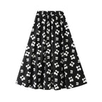 One Size Oil-Paint Floral A-Line Midi Skirt