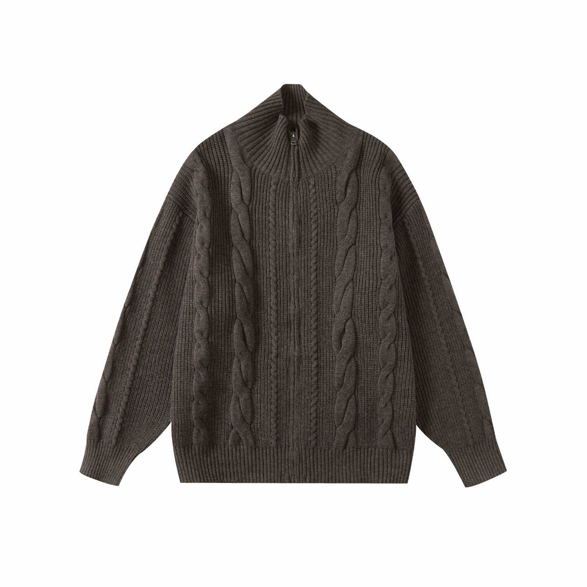 Cable Knit Zip Cardigan / Sweater