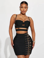 Knitted Bandage Skirt and Suspender Set