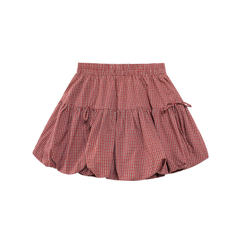 Vintage Check Cotton Mini Skirt