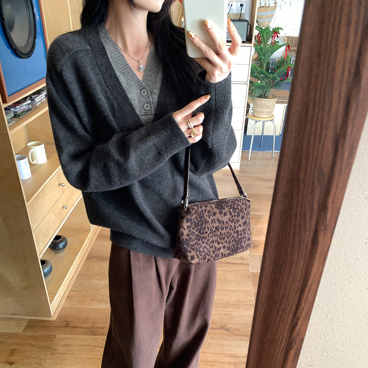 Two-Piece Layered V-Neck Knit Sweater