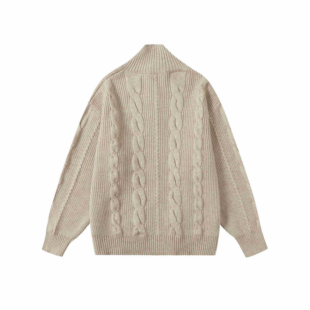 Cable Knit Zip Cardigan / Sweater