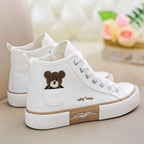 High-Top Cartoon Canvas Bear Trainers