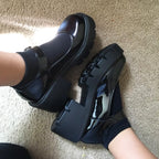 Black Patent Platform Mary Jane Heels