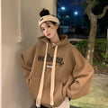 Fleece Inside Oversized Brown Hoodie