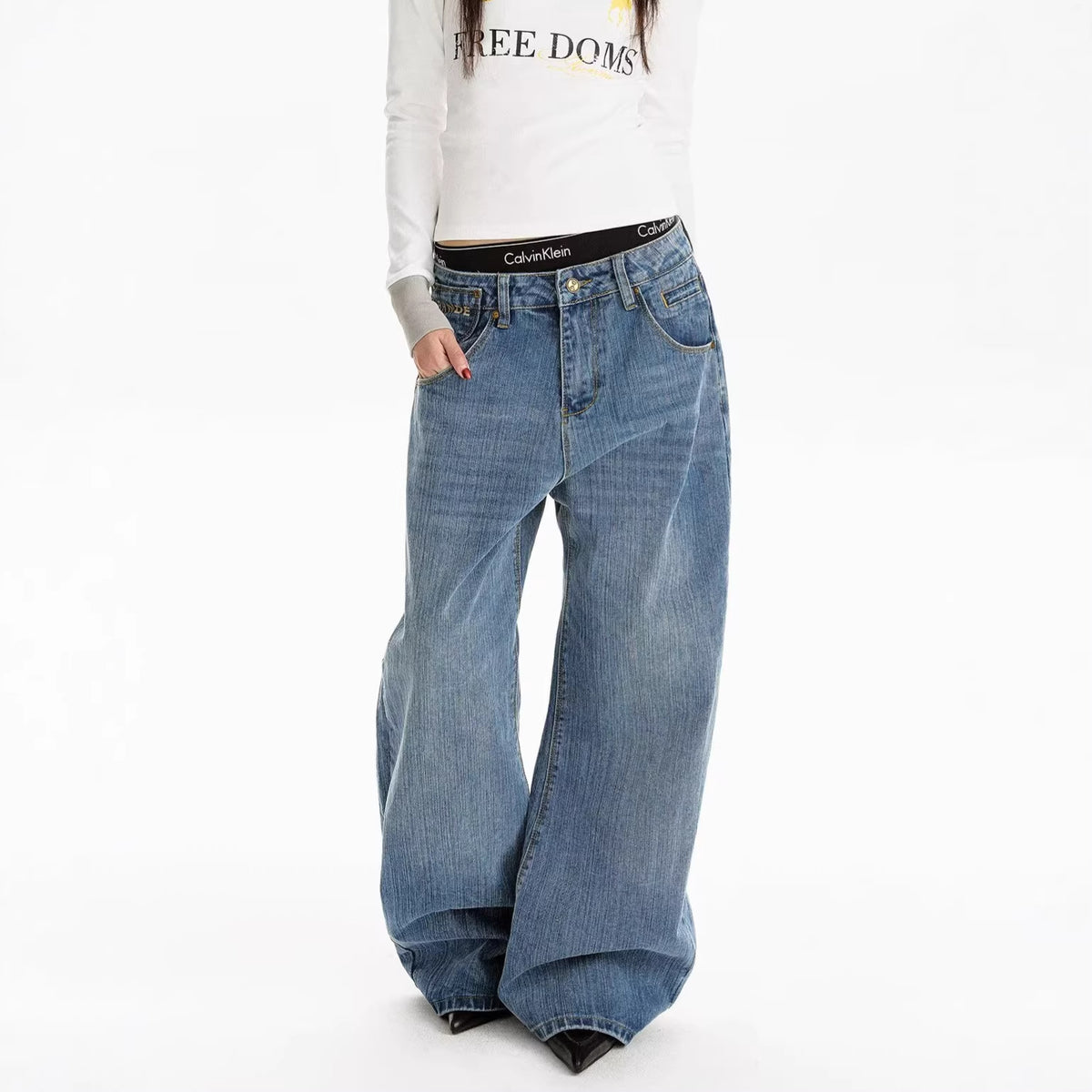 Streetwear Style Loose Fit  Aesthetic Minimalist Denim Pants