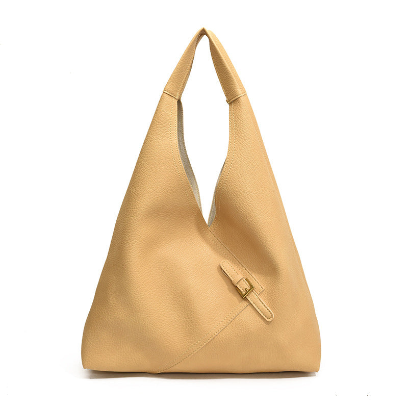 Large PU Topstitched Shoulder Bag