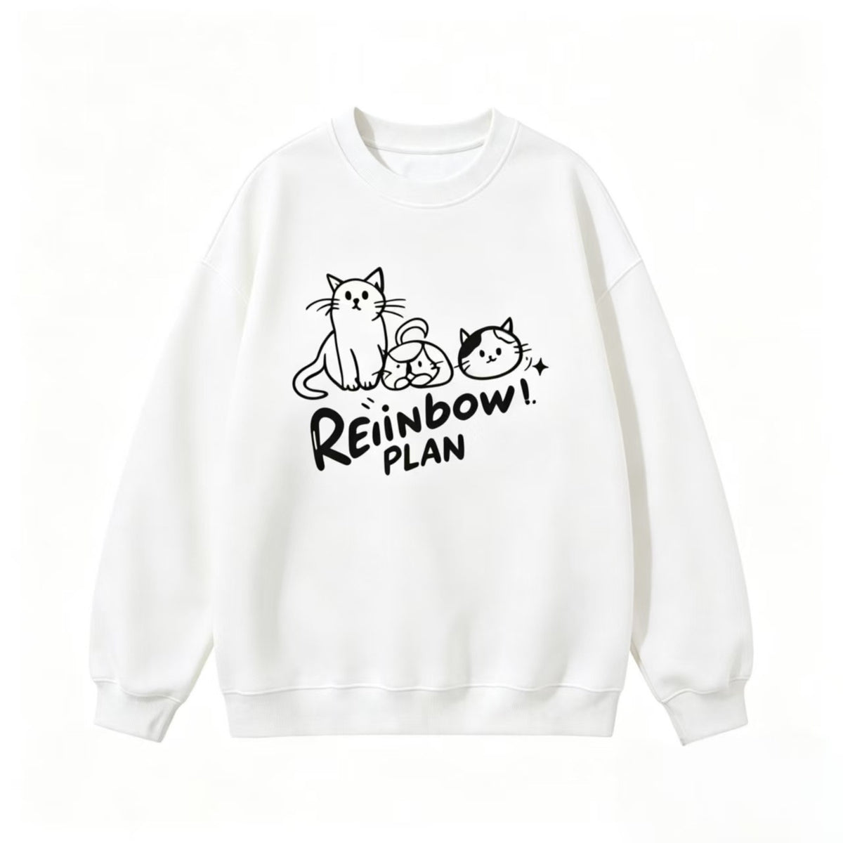 Streetwear Cartoon Cat Print Loose Fit Unisex Hoodie