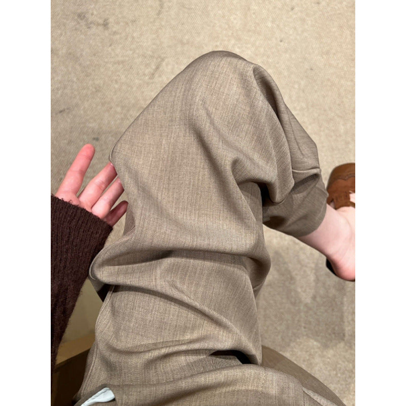 Dark Khaki Linen Tailored Trousers