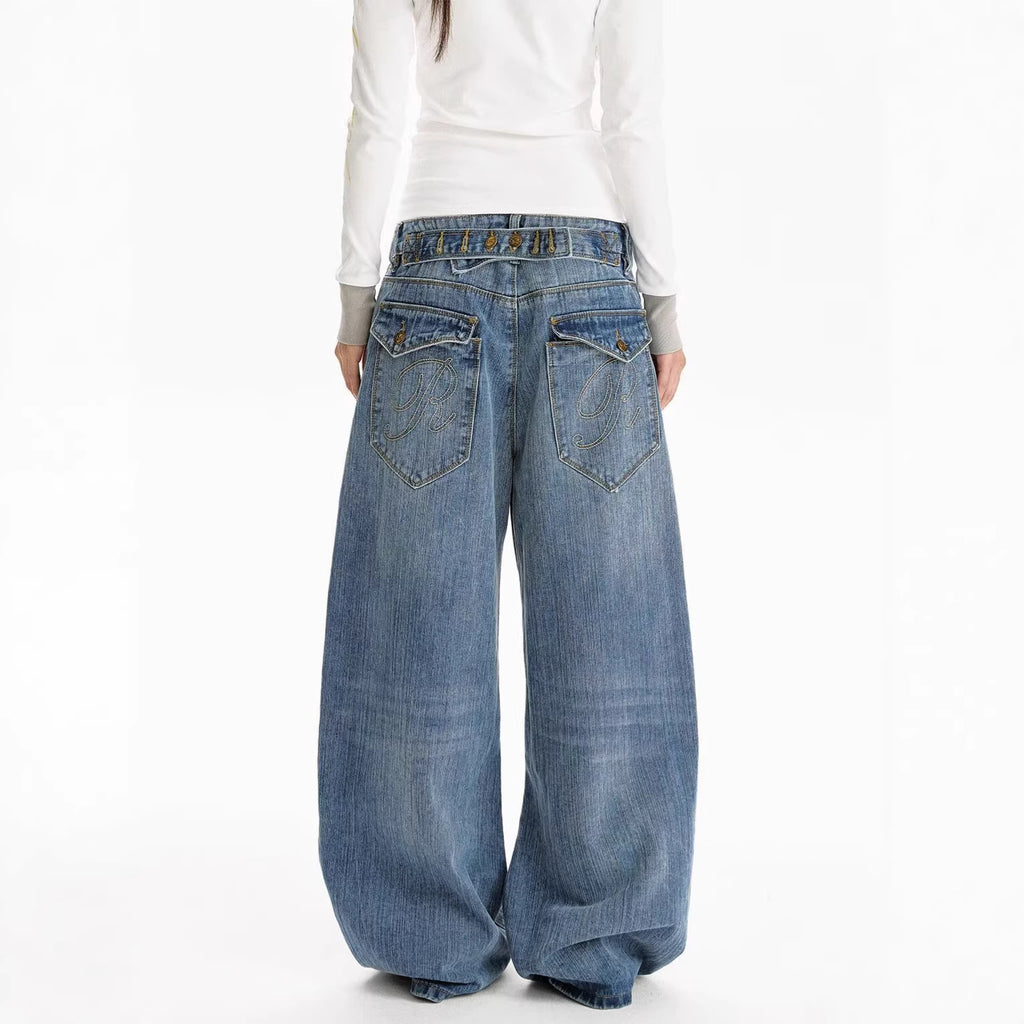 Streetwear Style Loose Fit  Aesthetic Minimalist Denim Pants