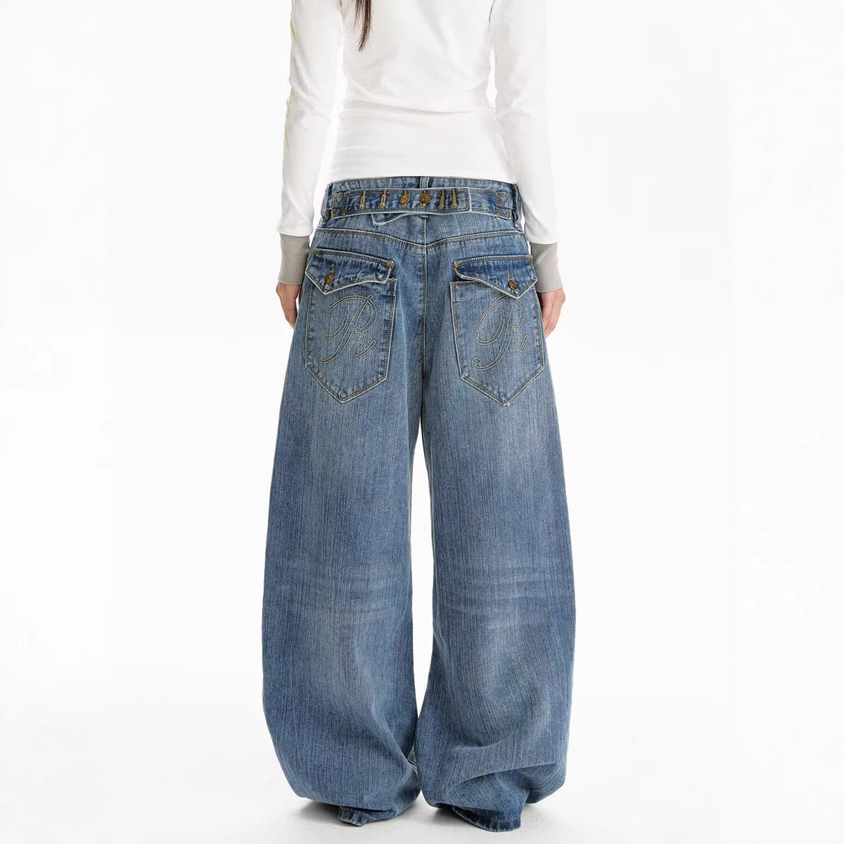 Streetwear Style Loose Fit  Aesthetic Minimalist Denim Pants