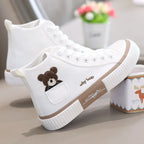 High-Top Cartoon Canvas Bear Trainers