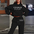 Hooded Letter Print Oversized Streetwear Casual Set with Fleece Lining