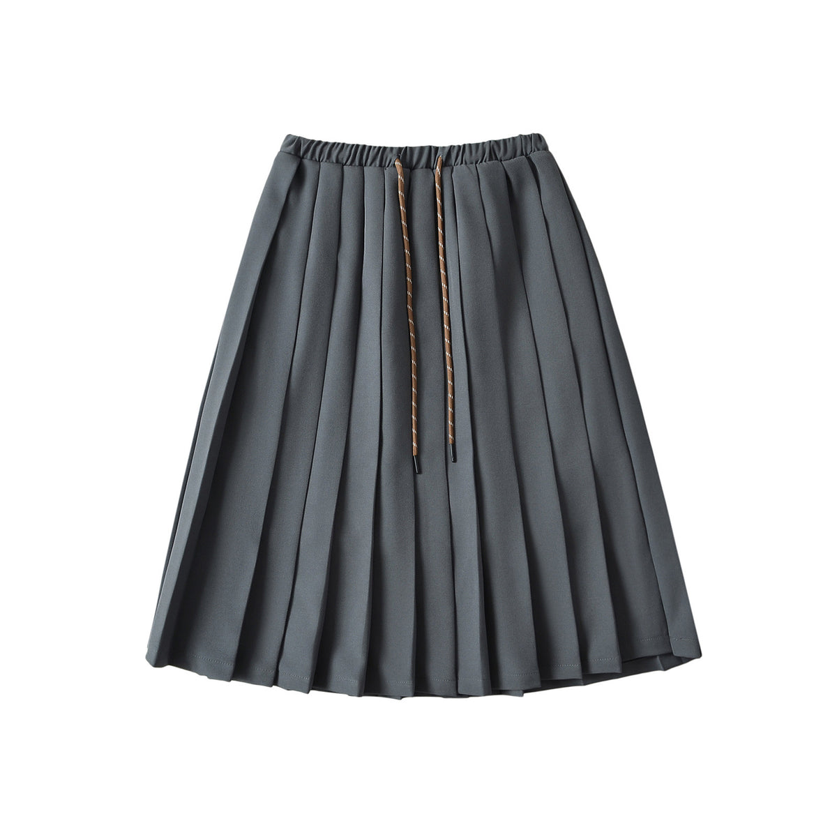 Streetwear High-Waisted Elastic Drawstring Mid-Length Pleated Skirt for Women