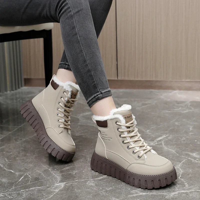 Winter Lace-Up Boots With Velvet Warm Lining