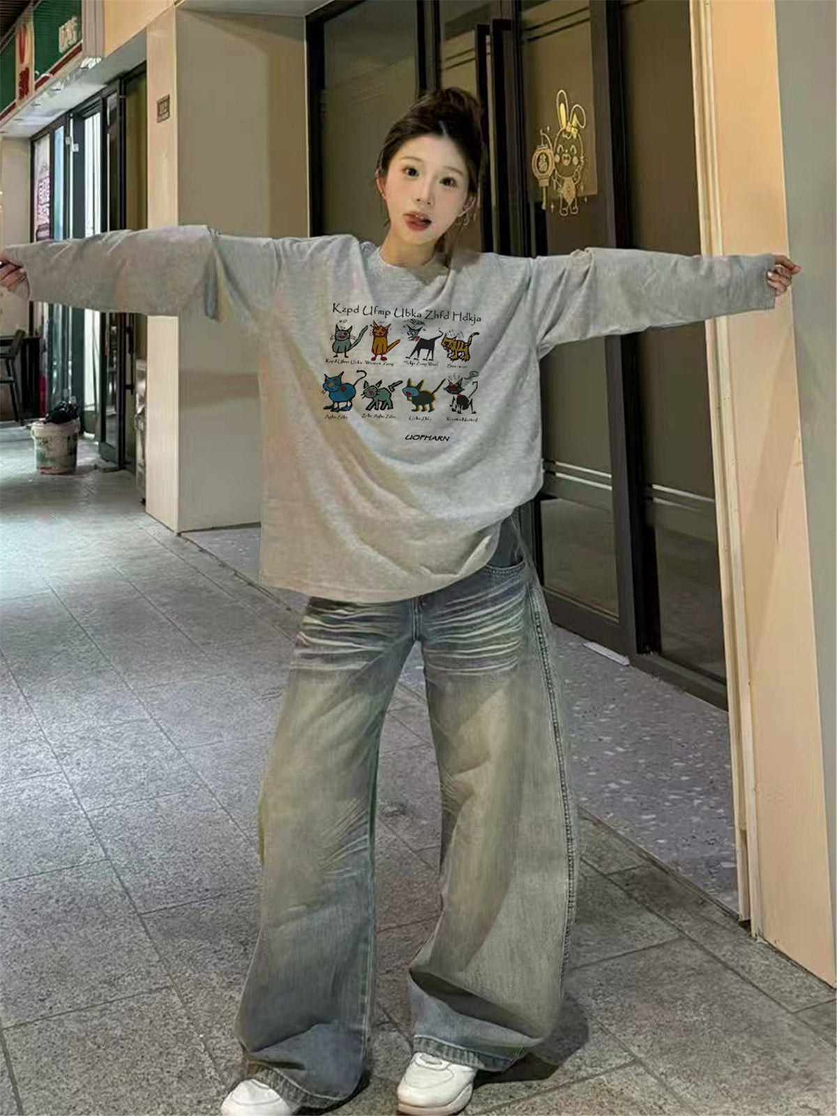 Chic Cotton Long Sleeve T-Shirt for Women,Casual Streetwear Style