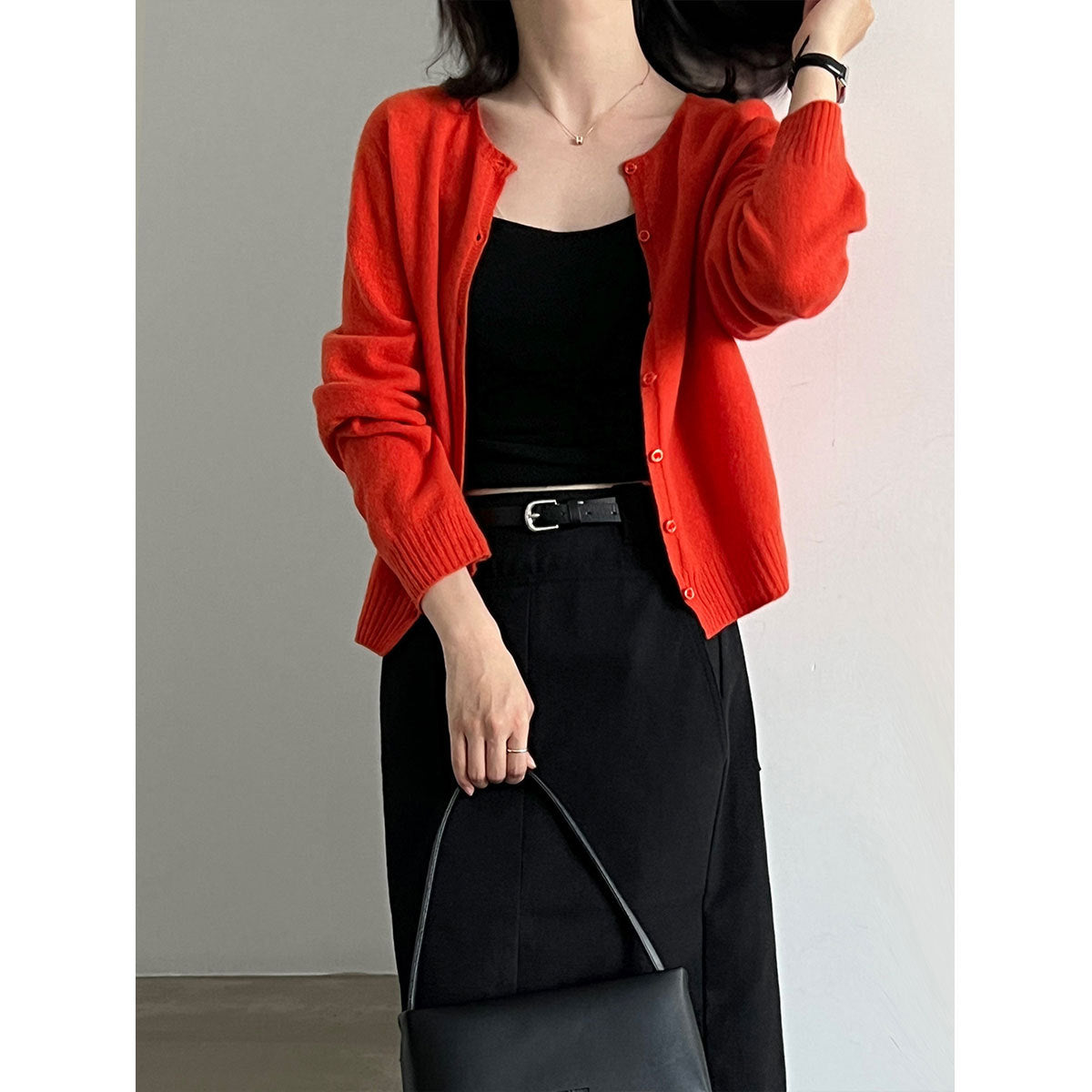Soft Round-Neck Knit Cardigan