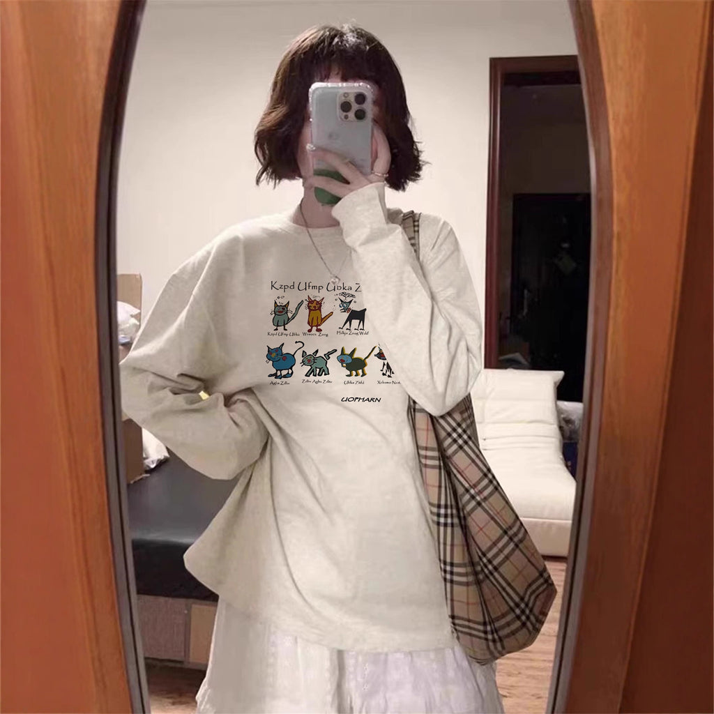 Chic Cotton Long Sleeve T-Shirt for Women,Casual Streetwear Style