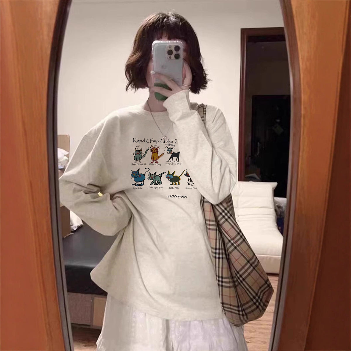 Chic Cotton Long Sleeve T-Shirt for Women,Casual Streetwear Style