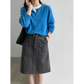 Soft Round-Neck Knit Cardigan