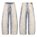 Unisex Plus-Size Blue Splash-Dye Jeans