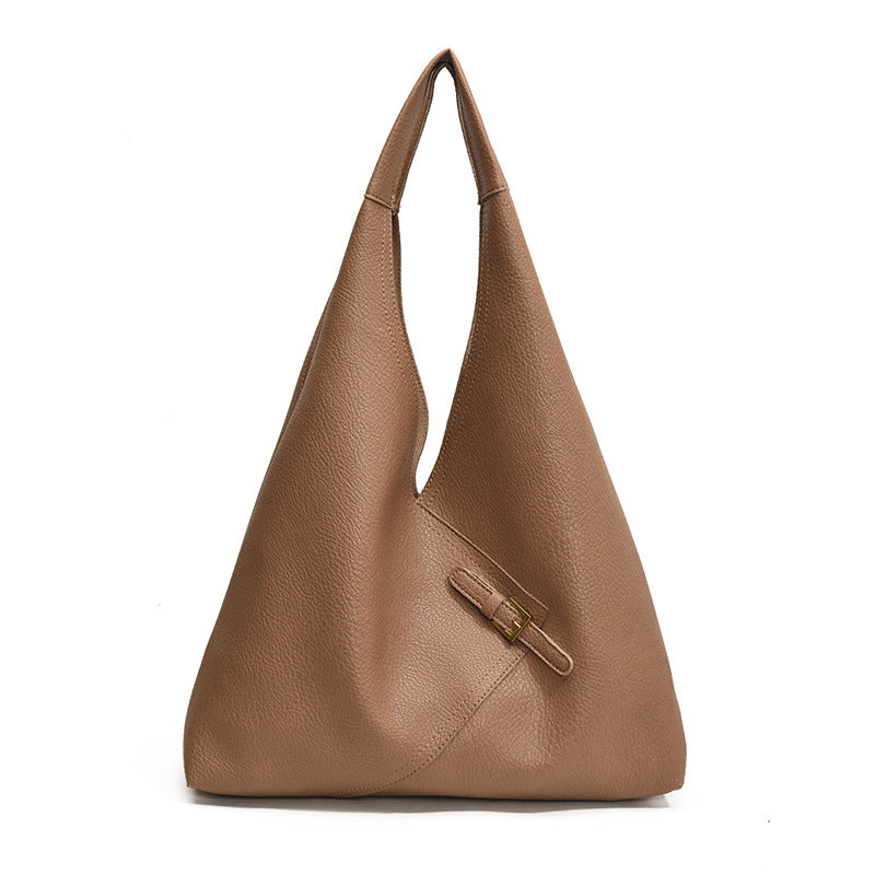 Large PU Topstitched Shoulder Bag