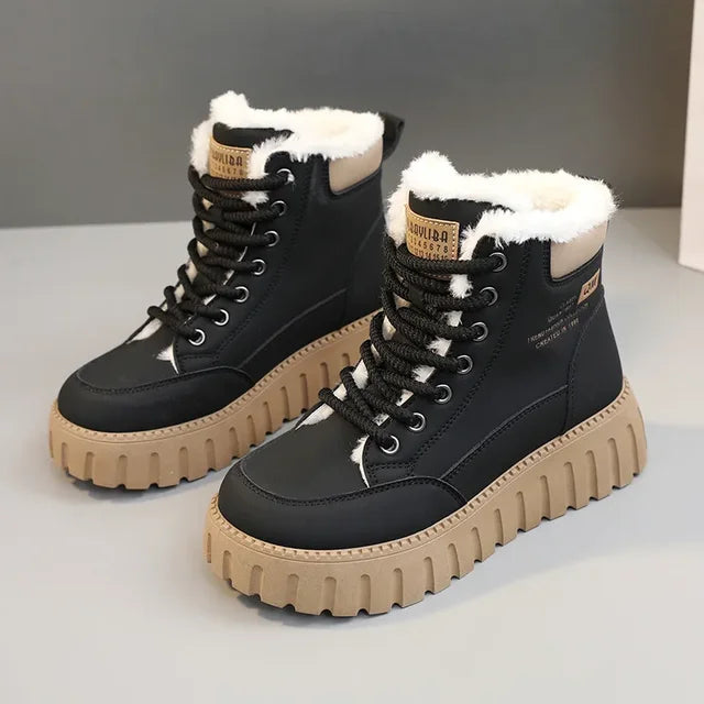 Winter Lace-Up Boots With Velvet Warm Lining