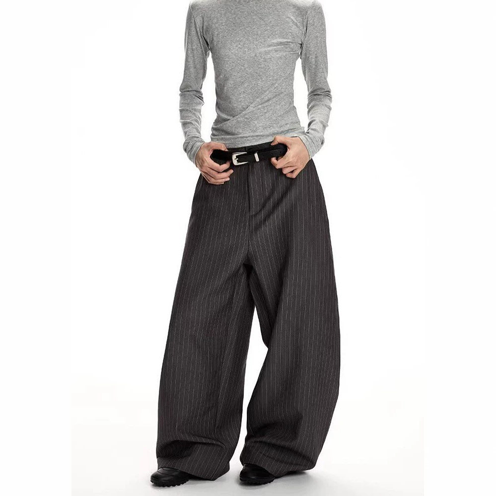 Grey Draped Wide-Leg Cargo Trousers