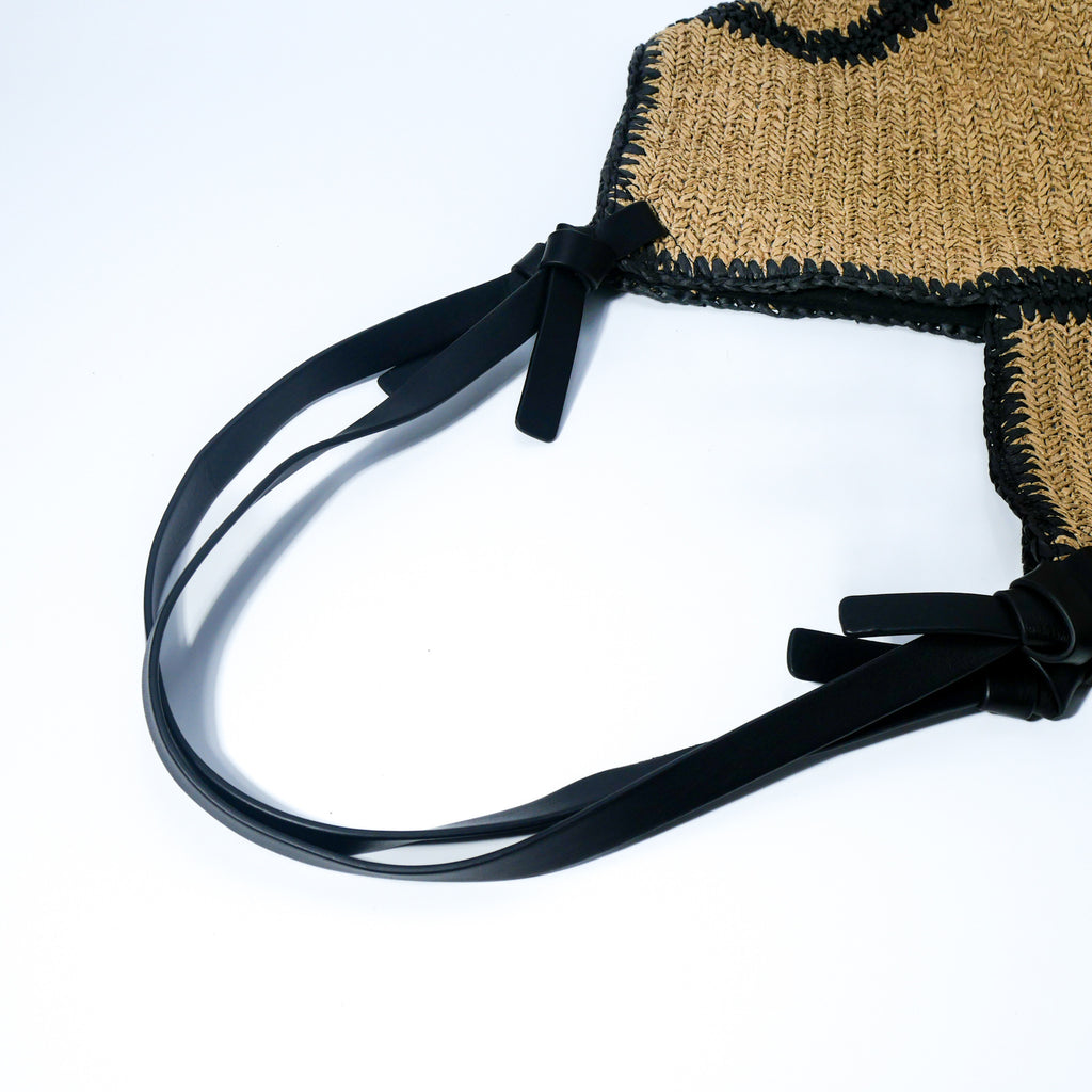 Khaki Woven Straw Tote Bag