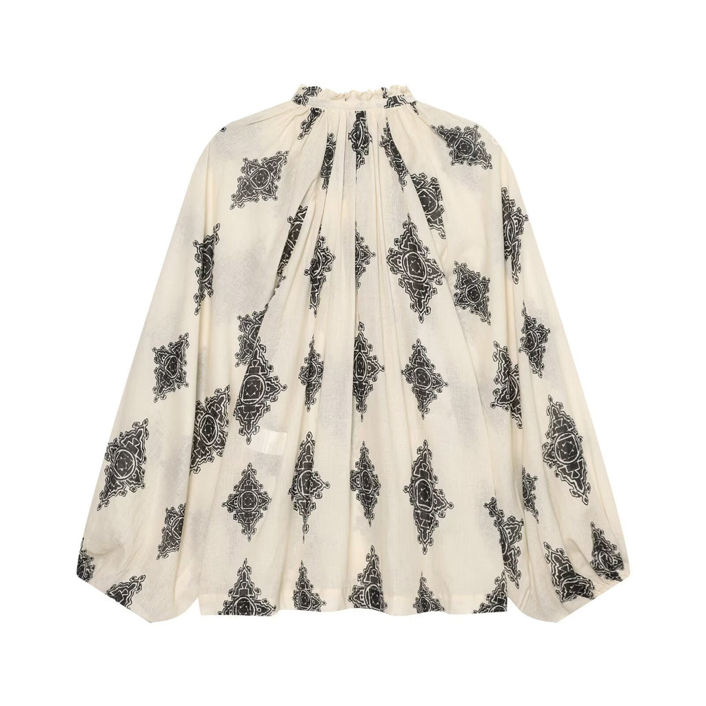 Lace-Up Corridor Shaped Lantern Sleeve Shirt
