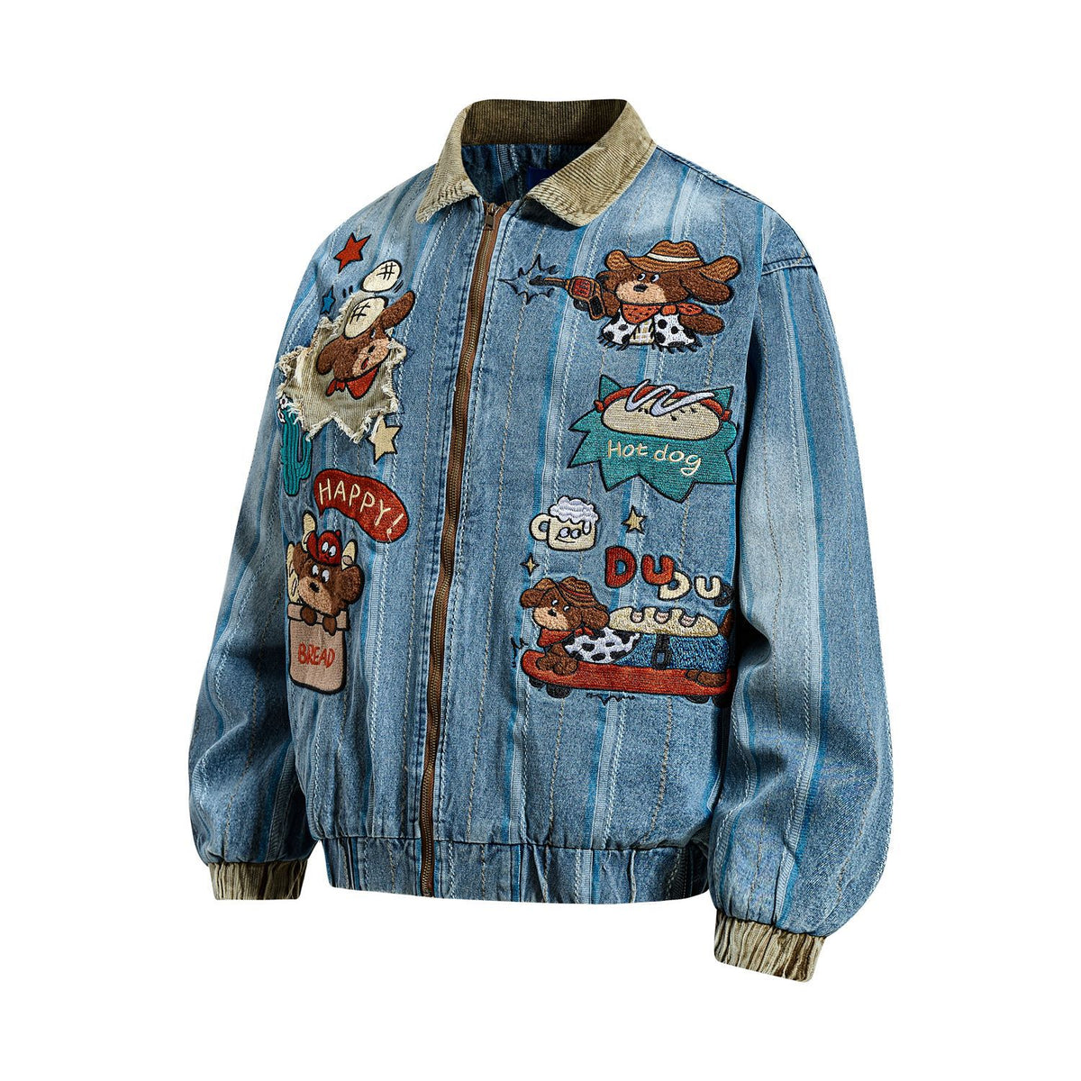 Embroidered Stripe Denim Jacket
