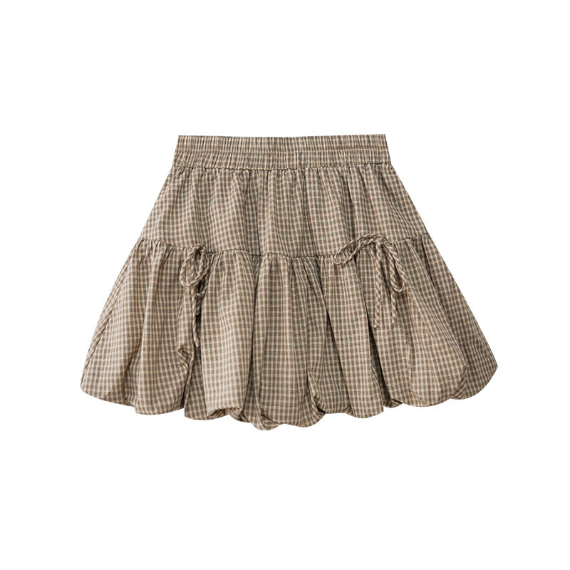 Vintage Check Cotton Mini Skirt
