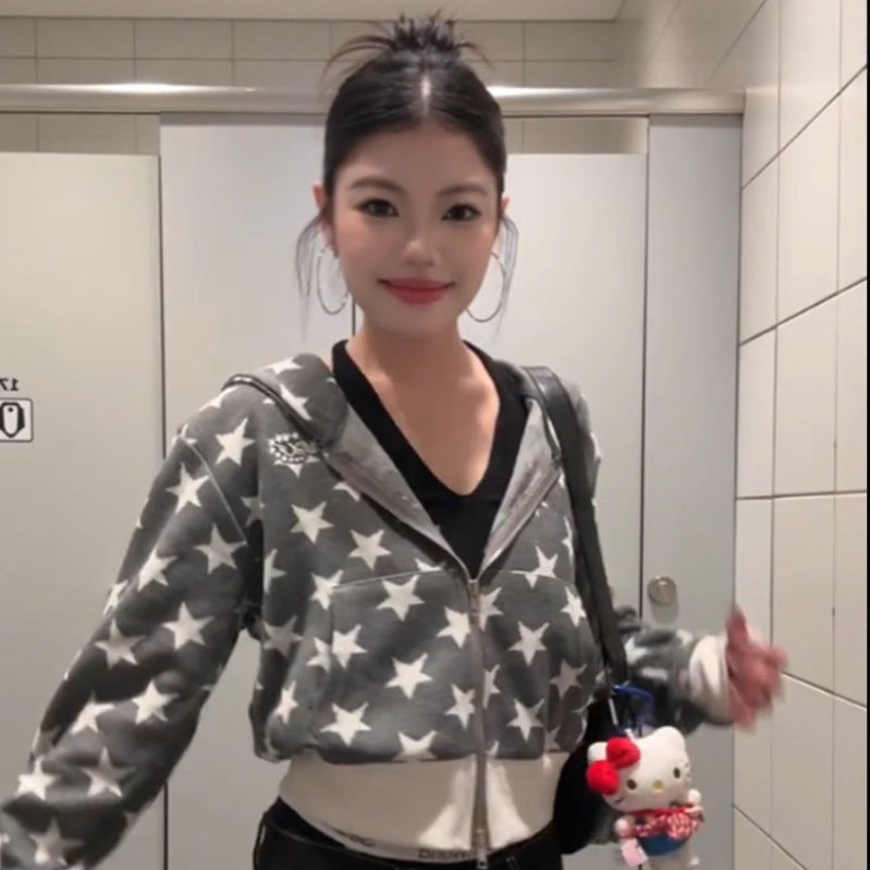 Retro Star Crop Hoodie / Jacket