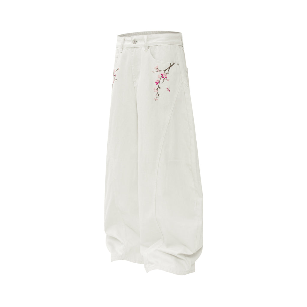 Vintage Streetwear Deconstructed Embroidered Design Men's Loose Cutoff Cargo Pants